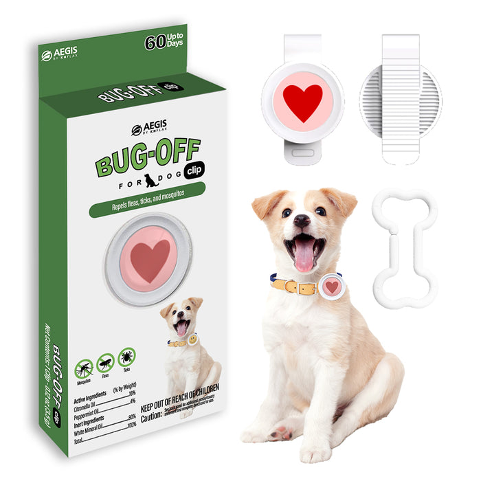 Aegis Bug-Off Clip, Natural flea and tick prevention for dogs, Repelling Flea, Tick & Mosquito