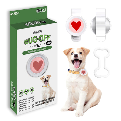 Aegis Bug-Off Clip, Natural flea and tick prevention for dogs, Repelling Flea, Tick & Mosquito