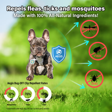 Aegis Bug-Off Clip, Natural flea and tick prevention for dogs, Repelling Flea, Tick & Mosquito
